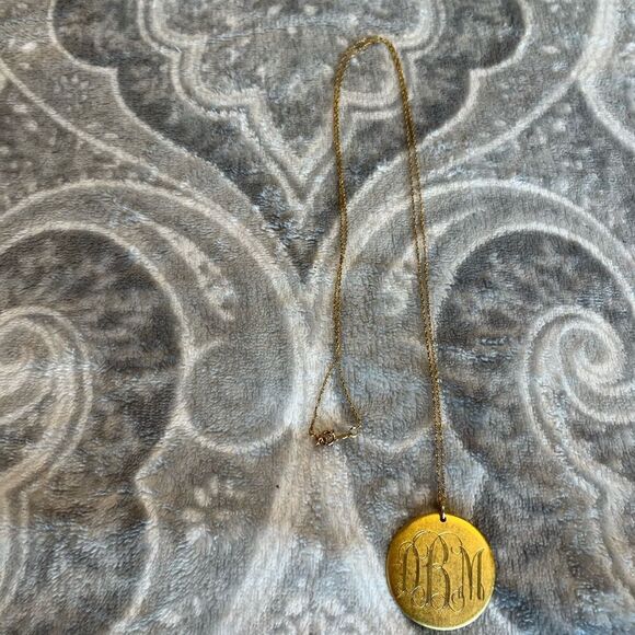 Jewelry - 14k GF large pendant monogrammed necklace